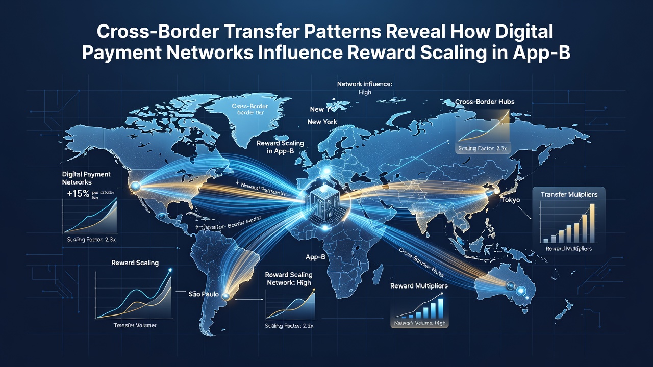 Analytics dashboard displaying cross-border payment routes and corresponding reward scaling metrics in table game applications