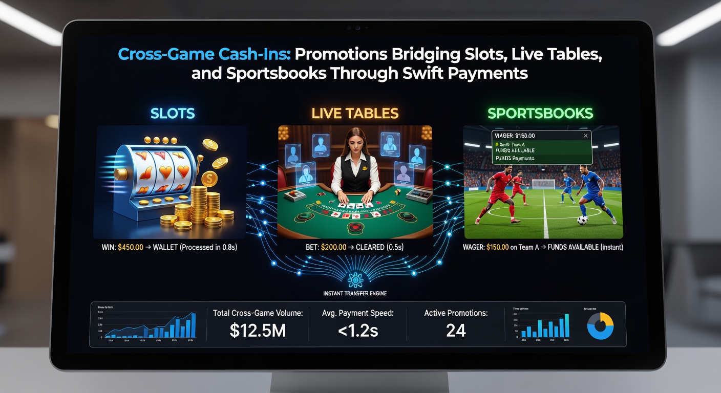 Dynamic graphic of a VIP escalator climbing through icons of slot machines, blackjack dealers, and football pitches with instant payment arrows connecting them