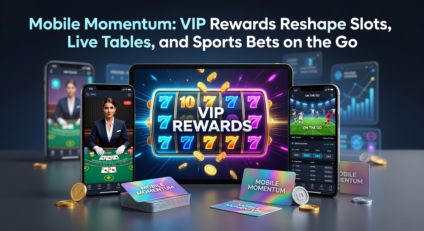 Smartphone displaying vibrant mobile slots game with VIP badge overlay, highlighting rewards interface on a dynamic casino app