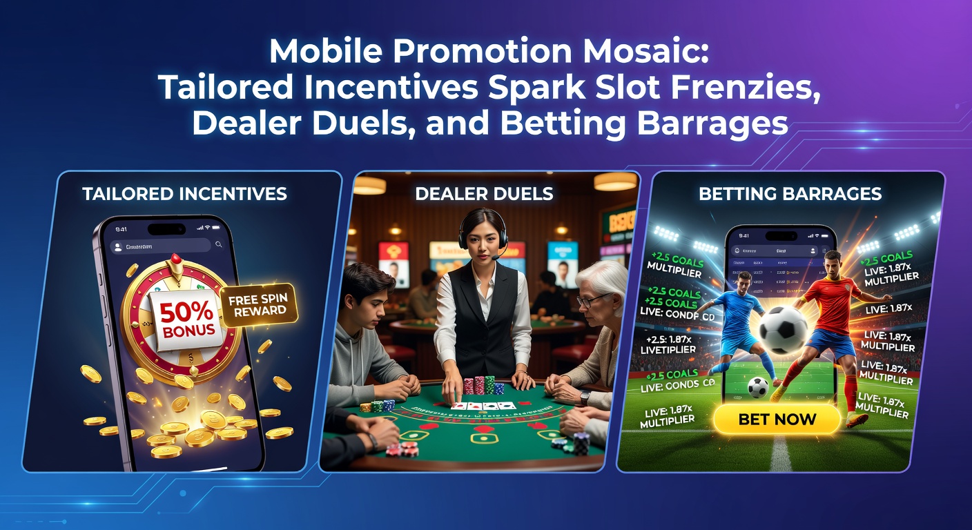 Vibrant mobile screen displaying customized slot spins, live dealer tables, and betting odds with promotional overlays sparking player excitement