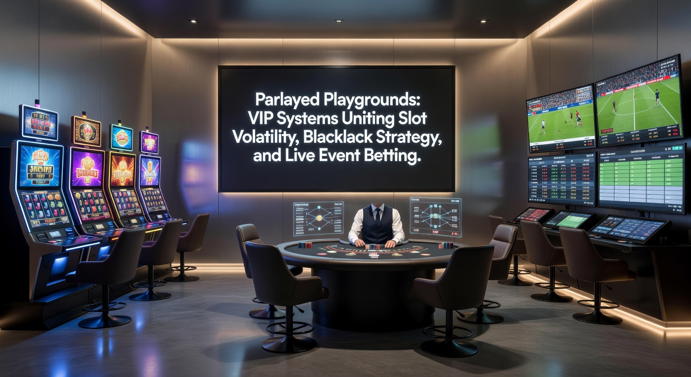 Vibrant digital playground showing intertwined slots, blackjack tables, and live sports betting interfaces in a unified VIP ecosystem