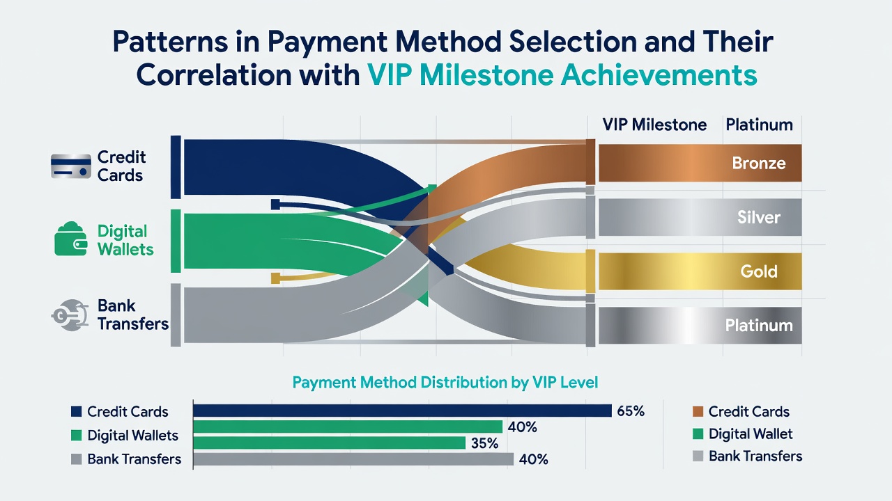 Chart displaying correlation statistics between various deposit methods and VIP milestone completion times