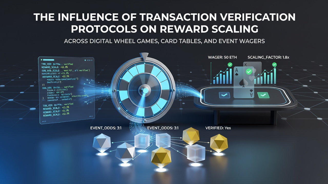 Digital interface showing transaction verification for online wheel games and reward scaling